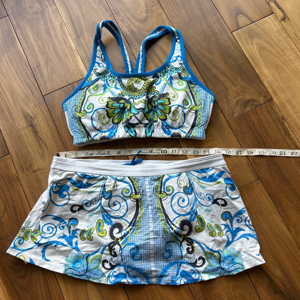 Athleta Blue and Green Bikini Set